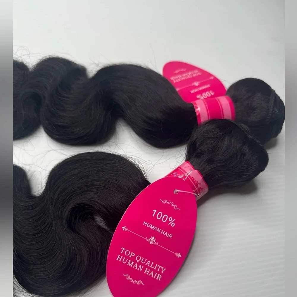 20” 100% Human Hair Body Wave Bundles – Natural Black, Soft Silky Weft Extension